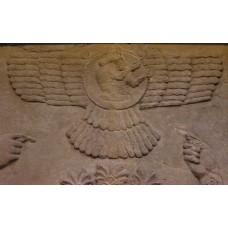 Assyrian stele, winged disc, symbol of god Ashur